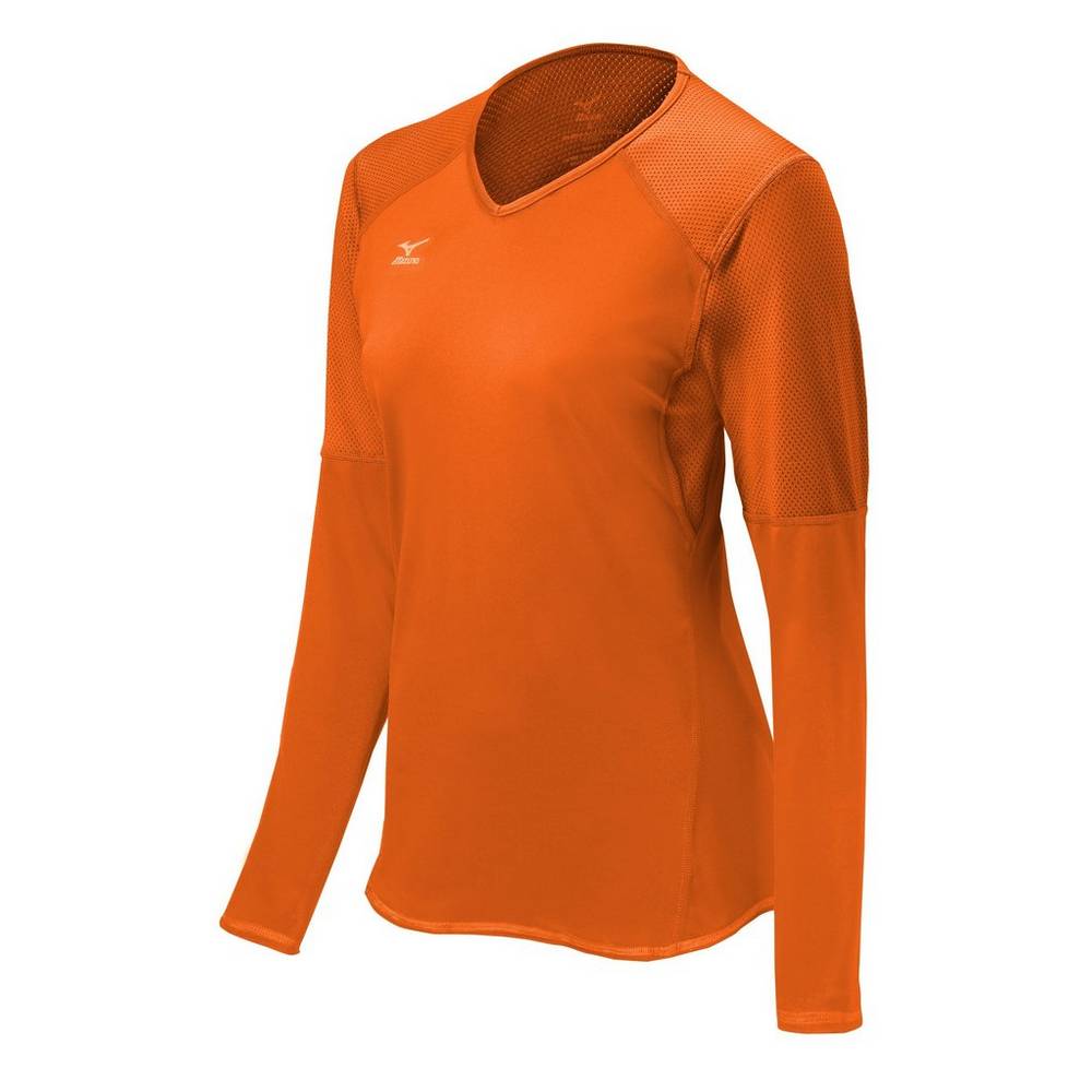 Maglia Mizuno Pallavolo Techno VI Long Sleeve Donna - Arancioni - 64783-CTDE